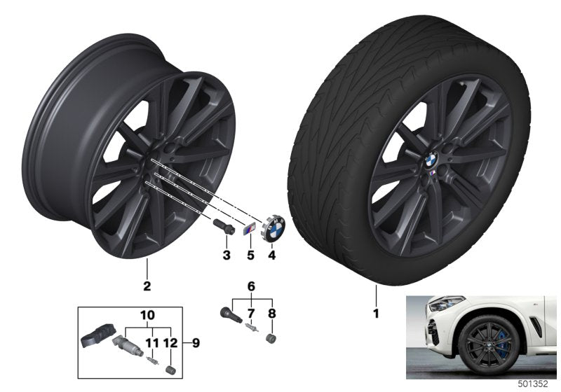 Genuine BMW 36116883766 G05 G06 Disk Wheel, Light-Alloy, Black Matt 10,5JX20 ET:40 (Inc. X5 45eX & X6)