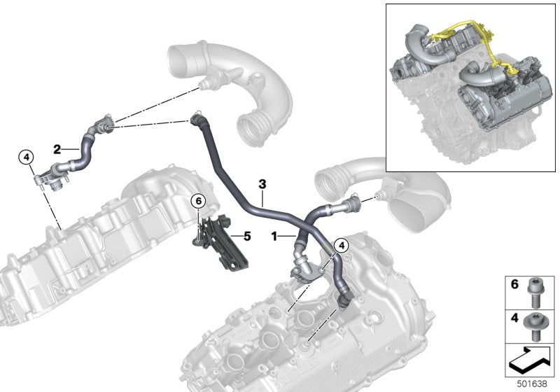 Genuine BMW 11158669133 G14 G15 Vent Pipe ZYL. 5-8 (Inc. 750LiX, Alpina B7 & M850iX)