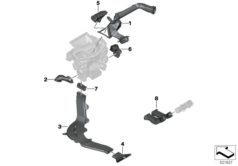 Genuine BMW 64229396259 F93 G16 G15 Air Duct For Indirect Ventilation (Inc. 840dX, M850iX & M8)