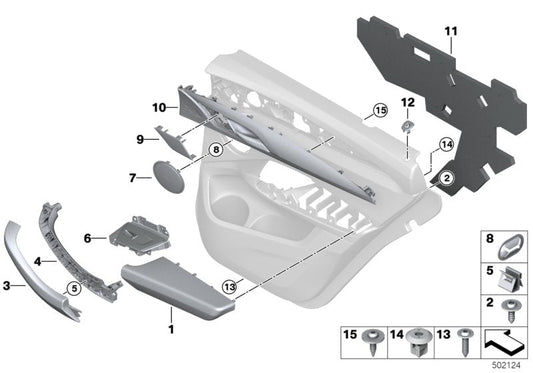 Genuine BMW 51427940369 G01 G02 Door Trim Piece, Rear Left SCHWARZ (Inc. X3 30eX & X4)