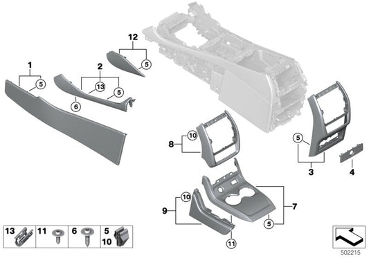 Genuine BMW 51166996444 G06 Decor Trim Detail Cntr Console Lthr Rght ELFENBEINWEISS (Inc. X6)