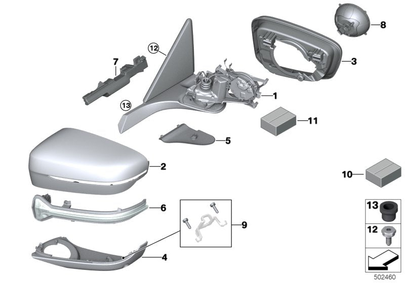 Genuine BMW 51168080263 F93 F92 F91 Heated Outside Mirror, Memory Bus, Left SHADOW-LINE (Inc. M8)