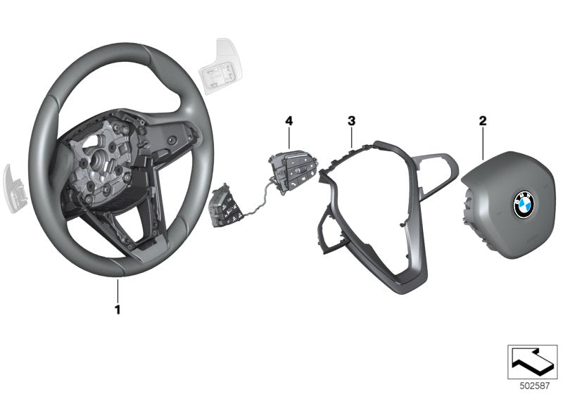 Genuine BMW 32307949702 G07 G05 G06 Sprt St. Wheel, Leather, Shift Paddles NIGHT BLUE (Inc. X7)