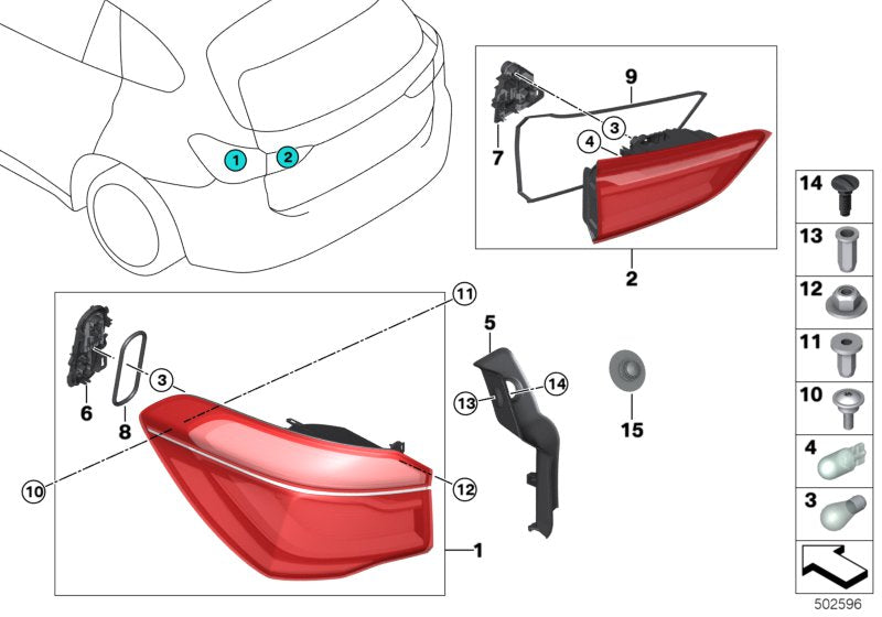 Genuine BMW 63217350716 Rear Light In The Side Panel, Right (Inc. X1)