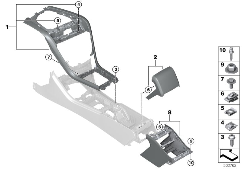 Genuine BMW 51167950587 G14 G16 G15 Mount, Trim Panels, Center Console SCHWARZ (Inc. 840dX, 840i & M850iX)