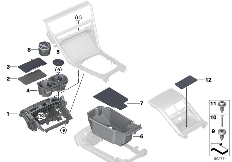 Genuine BMW 51166839171 G14 G16 F92 Removable Panel Storag.Compartment Front (Inc. 840dX, 840i & M850iX)