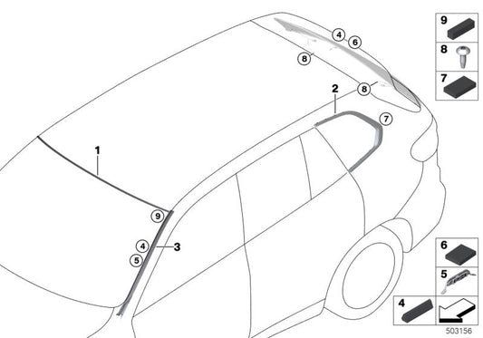 Genuine BMW 51377444087 G05 Finisher, Side Window, Rear Left GLANZSCHWARZ (Inc. X5)