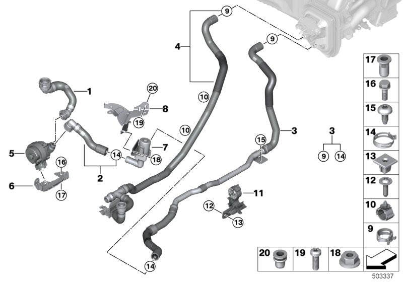 Genuine BMW 64216992927 G07 G05 G06 Coolant Hose, Supply 2 Auxiliary coolant pump - water valve (Inc. X5 M50iX, X7 M50iX & X6 M50iX)