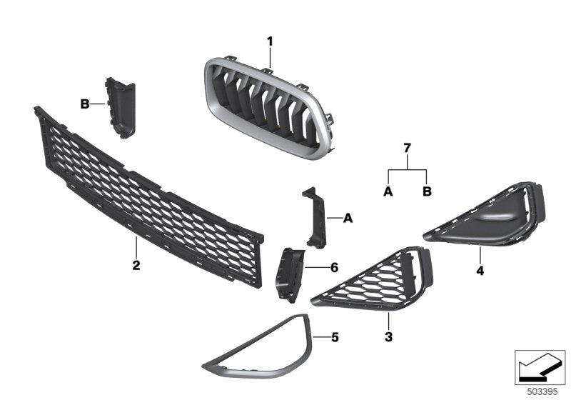 Genuine BMW 51138070222 F39 Grille, Front, Right MSX (Inc. X2 M35iX)
