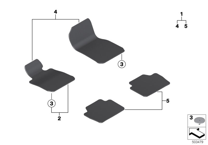 Genuine BMW 51477352709 Set Of Floor Mats Velours ANTHRAZIT (Inc. 225d, M240i & M235i)