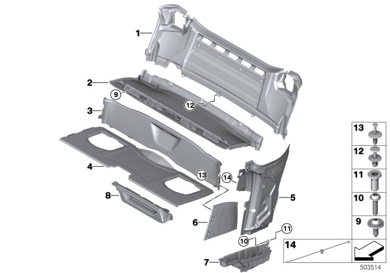 Genuine BMW 51477456200 I15 Trim Panel Conv.Top Compartment Rear (Inc. i8)