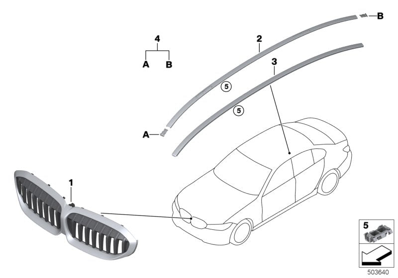 Genuine BMW 51137479520 G20 Roof Molding Right (Inc. 320iX, M340iX & 330d)