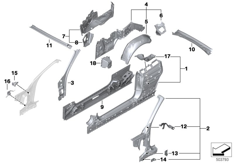 Genuine BMW 41217347087 Striker Plate, Side Panel, Rear Left (Inc. M235iX, M240i & M240iX)