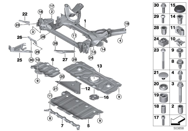 Genuine BMW 07146885805 G20 G21 Multi-Purpose Bolt Asa M10X25 ZNS3 (Inc. 320iX, 330iX & 330d)