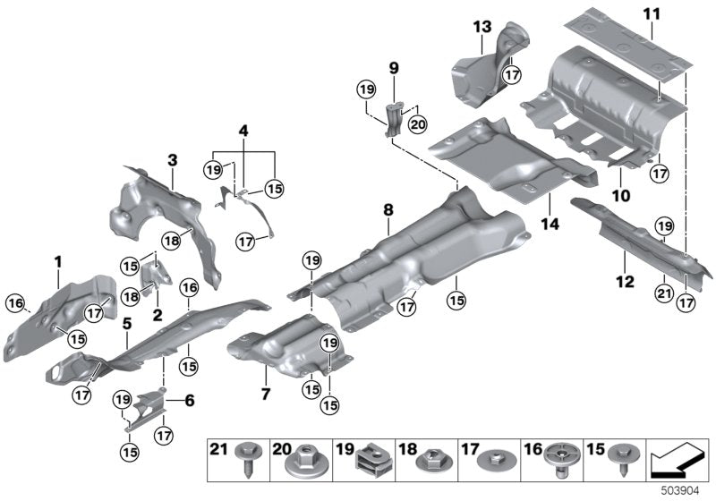 Genuine BMW 51488079982 F93 Heat Shield, Rear Muffler, Front (Inc. M8)