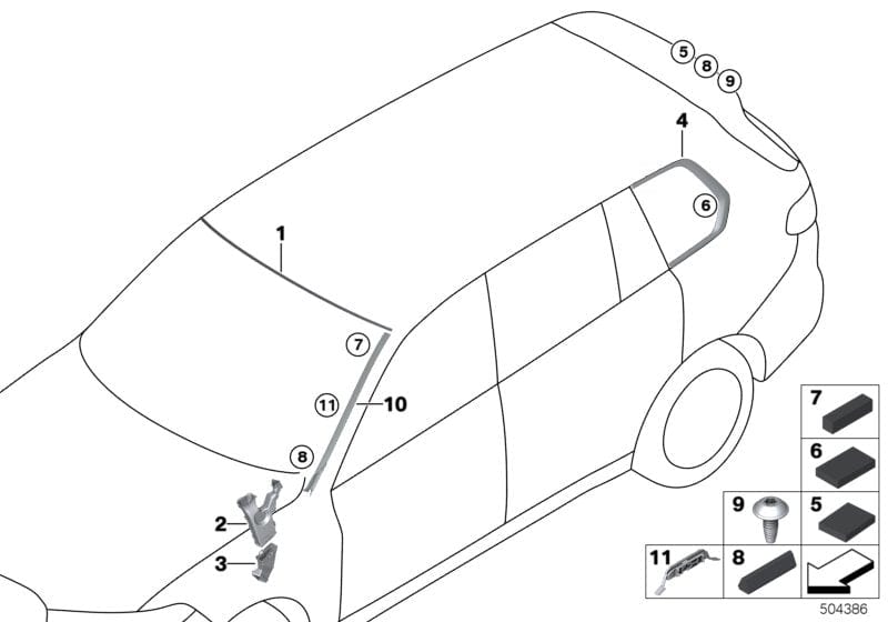 Genuine BMW 51377444126 G07 Finisher, Side Window, Rear Right SCHWARZ HOCHGLA (Inc. X7)