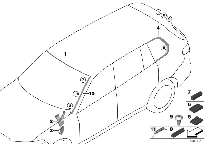 Genuine BMW 51377439368 G07 Finisher, Side Window, Rear Right ALU HOCHGLANZ (Inc. X7)