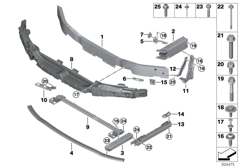 Genuine BMW 51117459892 F40 F44 Deformation Element, Front Lower Right (Inc. M235iX, 118d & 218i)