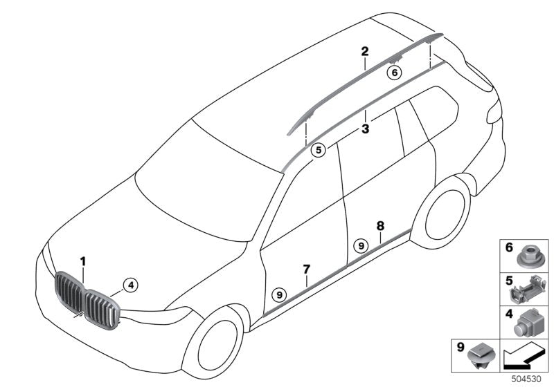 Genuine BMW 51138090458 G07 Roof Rail, High-Gloss, Black, Right (Inc. X7)