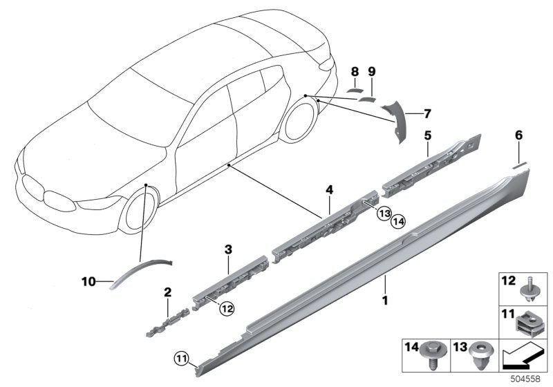 Genuine BMW 51778747266 F93 G16 Sill Trim Panel, Primed Right MSP (Inc. 840dX, 840iX & M850iX)