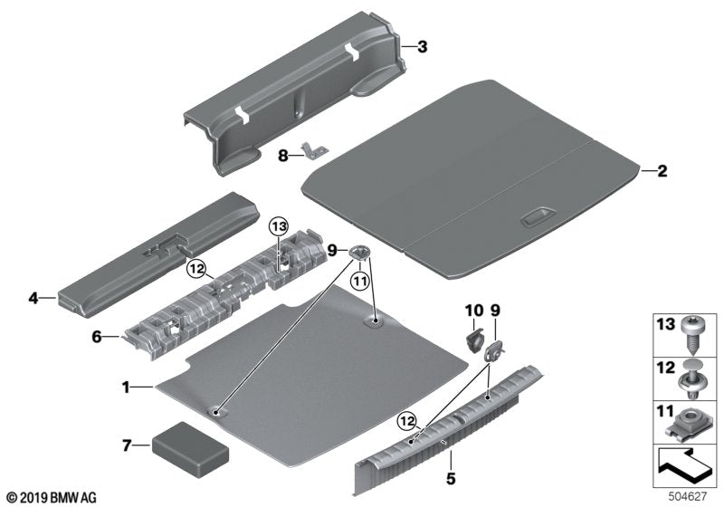 Genuine BMW 51477475719 F44 Mount For Trunk Floor Panel (Inc. 228iX, 220d & M235iX)