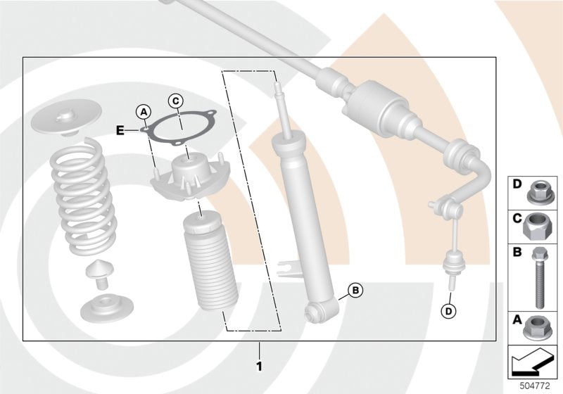 Genuine BMW 33522475054 F15 F16 Attachment Set Spring Strut, Rear VALUE LINE (Inc. X5 25d & X6)