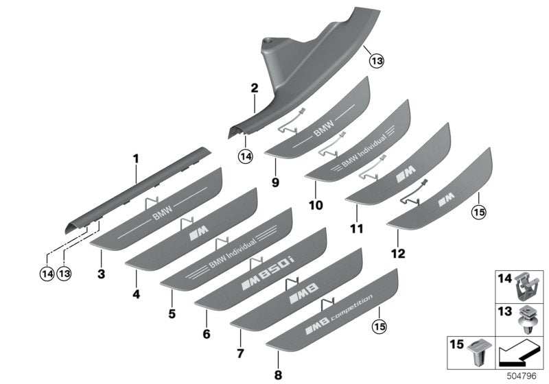 Genuine BMW 51479493091 F93 G16 Cover Strip, Entrance, Interior, Left SCHWARZ (Inc. 840dX, 840i & M850iX)