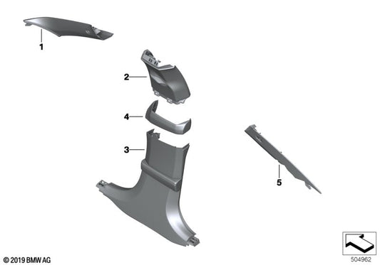 Genuine BMW 51437998505 F93 G16 Cover, B-Pillar, Alcantara, Upper Left ELFENBEINWEISS (Inc. 840dX, 840i & M850iX)