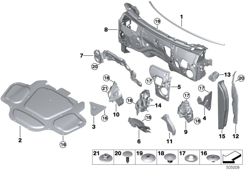 Genuine BMW 51487446931 G05 Sound Insulat.Dash Panel Engine Room Ce. LHD (Inc. X5 45eX)