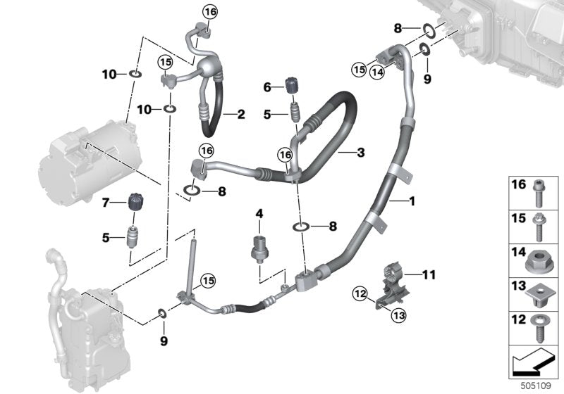 Genuine BMW 64539354576 G05 Suction Pipe Evaporator-Compressor R1234YF (Inc. X5 45eX)
