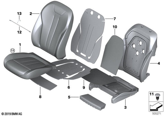 Genuine BMW 52107443458 G07 G05 G06 Foam Element, Comfort B-Rest, Perf., Rgt (Inc. X5)