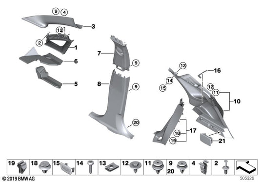 Genuine BMW 51438061562 Cover, B-Column Upper Right ANTHRAZIT (Inc. 220dX, 225iX & 216d)