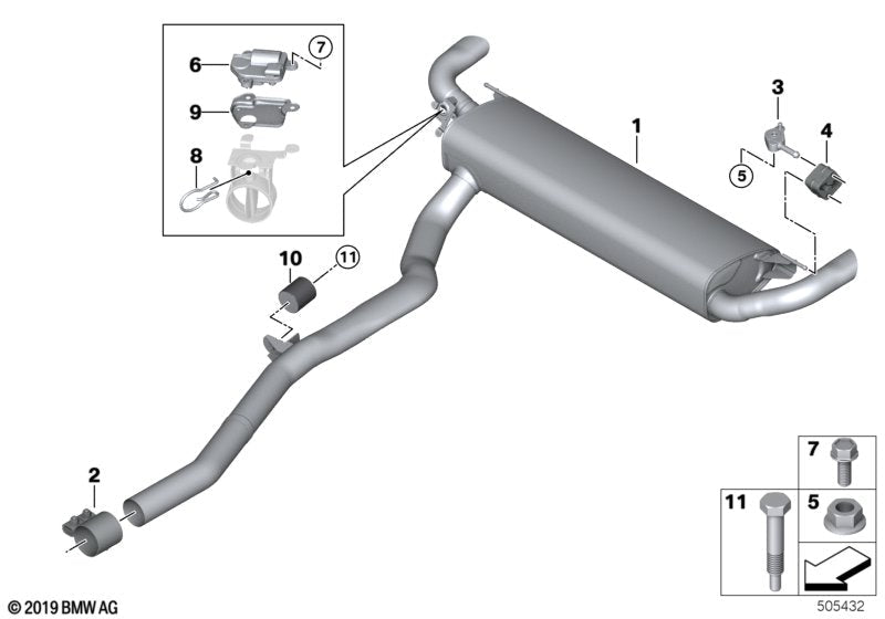 Genuine BMW 18308487381 G07 Rear Muffler With Exhaust Flap (Inc. X7 40iX)