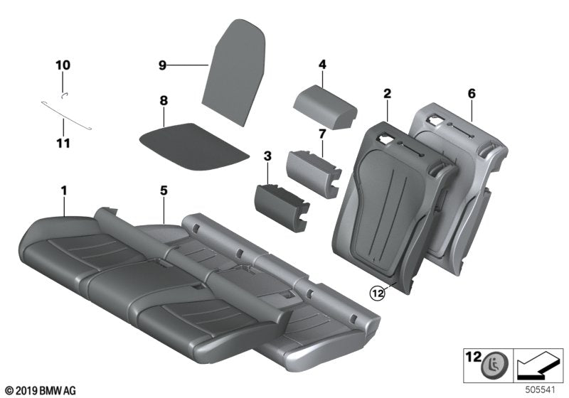 Genuine BMW 52207379022 F16 Cover, Backrest, Perforated Leather, Rgt NAEN ELF.WEISS (Inc. X6)