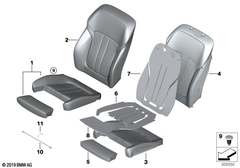 Genuine BMW 52107412678 G11 Cover For Comfort Seat, Leather NAMY,LZNI MOKKA (Inc. 740e, 530iX & 750LiX)