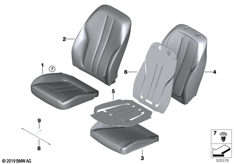 Genuine BMW 52107412660 G11 Leather Cover For Basic Seat LCEW ELF.WEISS (Inc. 750LdX, 518d & 740LdX)