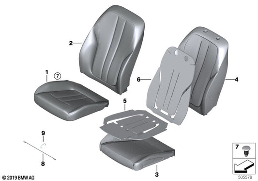 Genuine BMW 52107412660 G11 Leather Cover For Basic Seat LCEW ELF.WEISS (Inc. 750LdX, 518d & 740LdX)