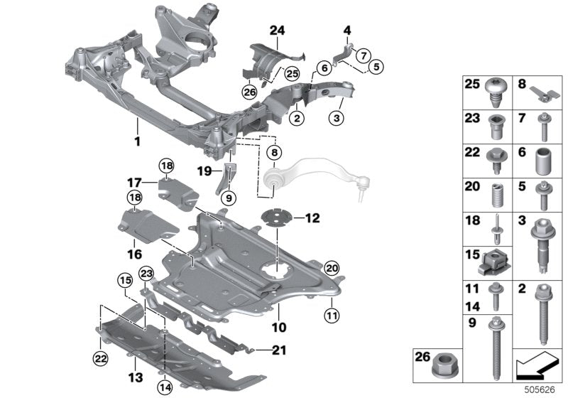 Genuine BMW 31106887547 G30 G11 Stiffening Plate With Cross-Member (Inc. 630dX, 750LdX & 740eX)