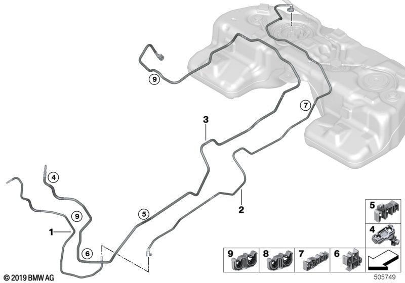 Genuine BMW 16129895501 G05 G06 Rear Fuel Feed Line (Inc. X5 & X6 40iX)