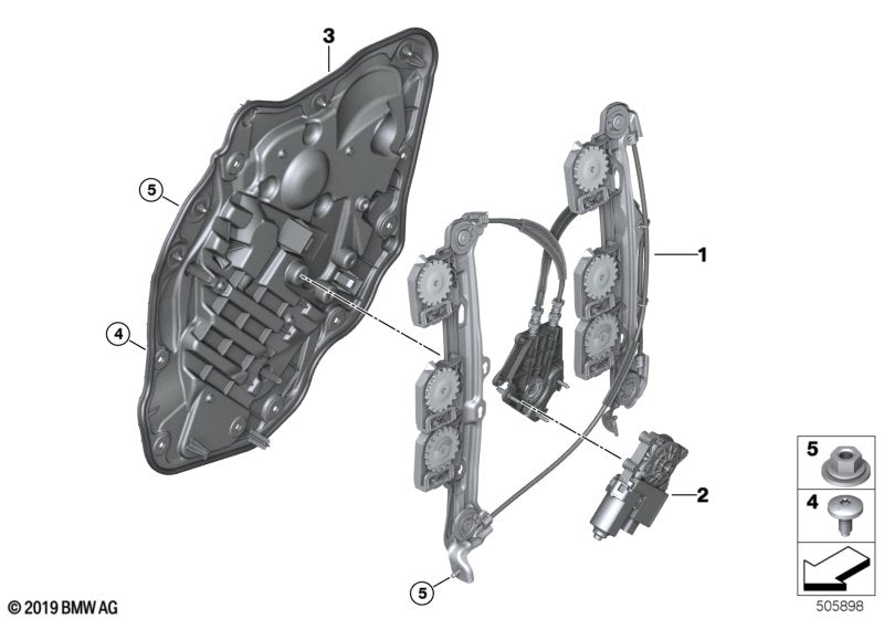 Genuine BMW 51354876379 F44 Window Lifter Without Motor, Rear Left (Inc. 228iX, M235iX & 218i)