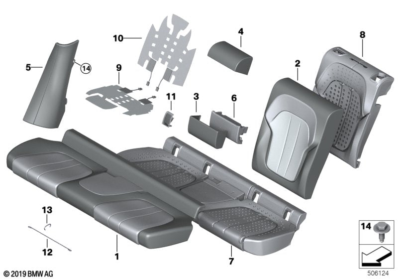 Genuine BMW 52208493628 G06 Cover, Backrest, Right SCHWARZ (Inc. X6)