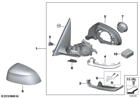 Genuine BMW 51168491697 G01 Heated Outside Mirror, Memory Bus, Left (Inc. X3)