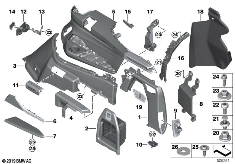 Genuine BMW 51479892386 G07 Lugg.Compart.Trim Panel Leather Upper Rt SCHWARZ (Inc. X7)