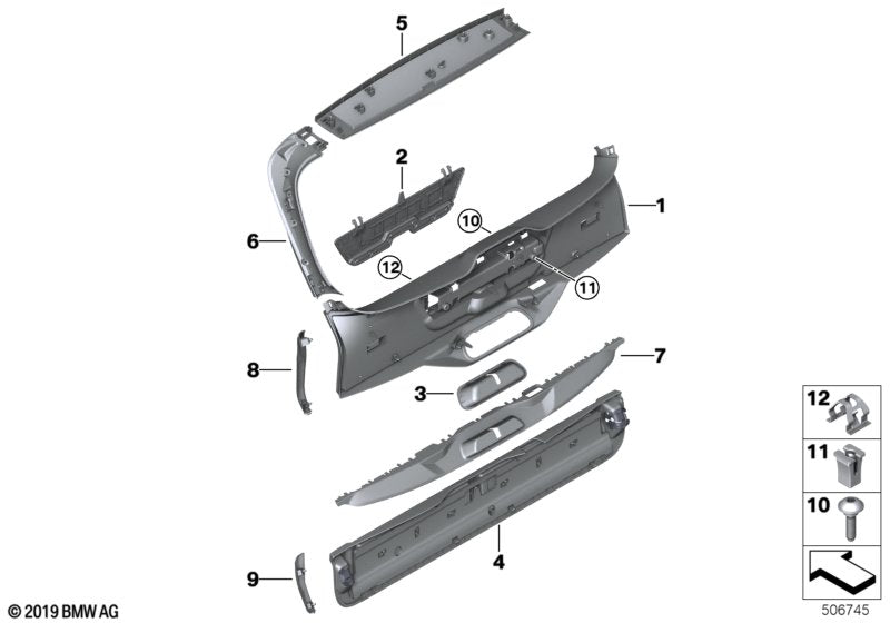 Genuine BMW 51497481252 G07 Lower Tail Lid Trim Panel BLACK (Inc. X7)