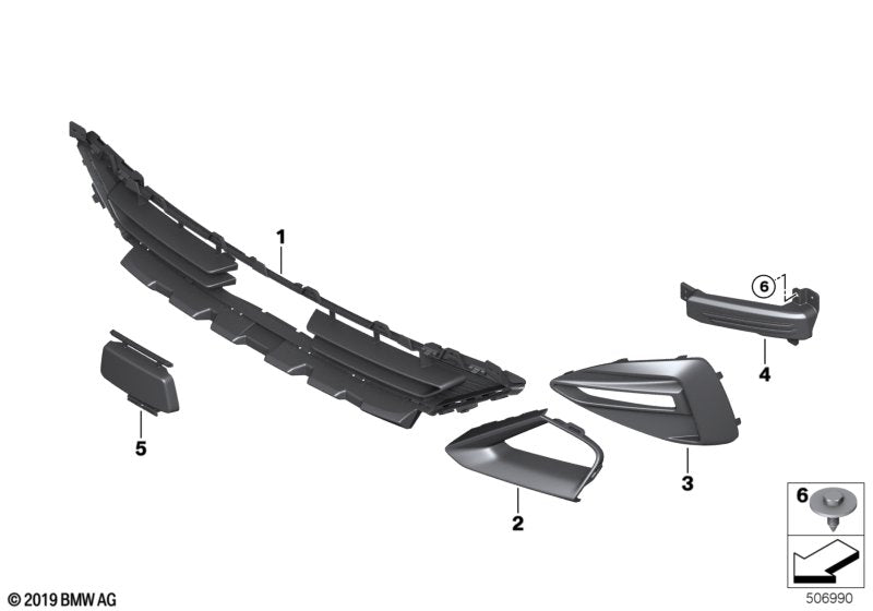 Genuine BMW 51117478674 F44 Grate Center Closed (Inc. 218i & 220d)