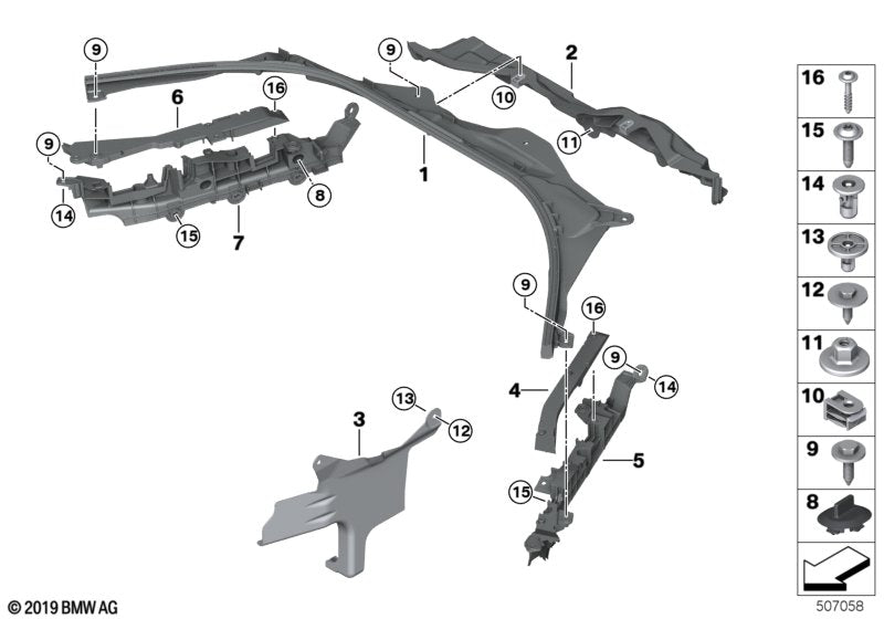 Genuine BMW 61136991214 G20 G21 Firewall, Lower Section, Left LHD (Inc. 318d, 330d & 320i 1.6)