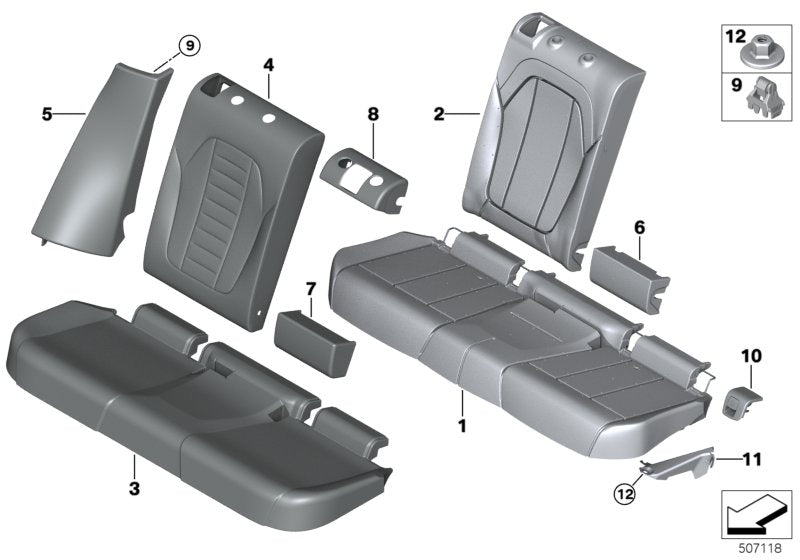 Genuine BMW 52208074533 Side Finisher, Leather, Left SCHWARZ (Inc. X3)