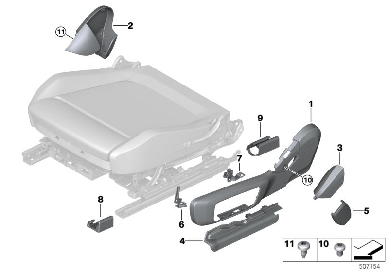 Genuine BMW 52107432462 G21 F93 G16 Support For Cov.Pan.Of Seat Center Right (Inc. X4 M40iX, 330iX & M340iX)