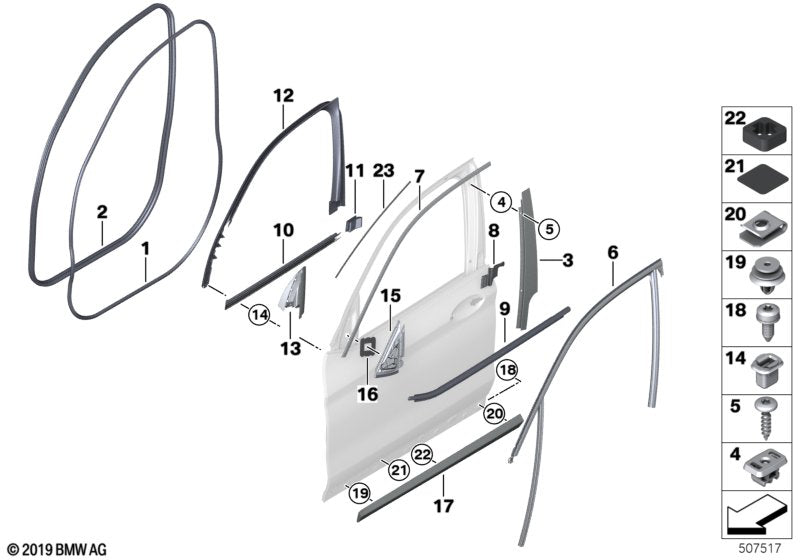 Genuine BMW 51137388226 G01 G02 Moulding Door Front Right (Inc. X3 & X4 25dX)