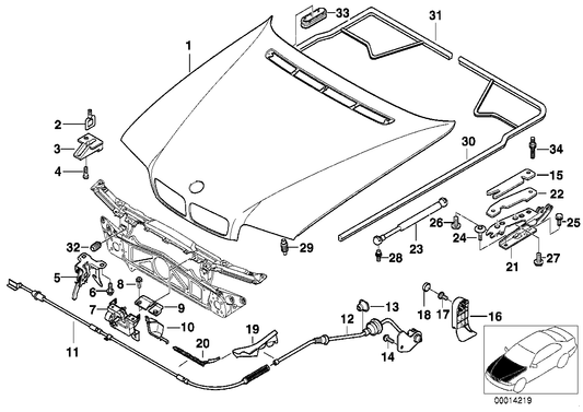 Genuine BMW 51238171527 E38 Left Lower Part Of Hood Lock (Inc. 735i, 735iL & 750iLS)